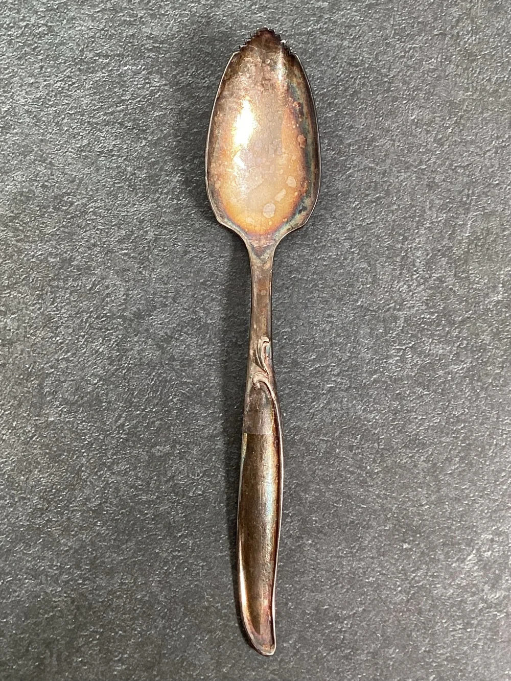 3  Serrated Grapefruit Spoons-2 Wm Rogers IS Sweep Pattern Silverplate, 1 Unmark